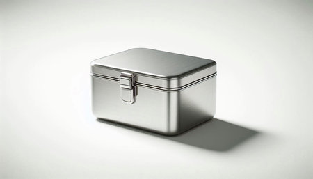 Metal box on a white background. 3d rendering, 3d illustration.