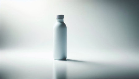 White plastic bottle on grey background. Mock up. 3D rendering