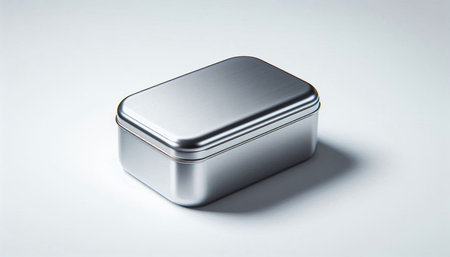 Metal box for food on a white background. 3d rendering.