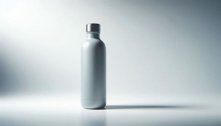 Blank white plastic bottle with shadow on white background. Mock upの写真素材