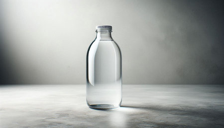 Bottle of water on grey background. 3D Rendering.