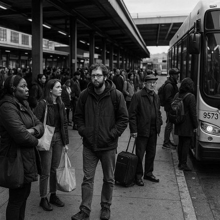 Passengers waiting for the train at Barcelona stationの写真素材