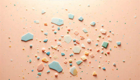 Colorful sugar sprinkles on pink background. Top view. Flat lay.