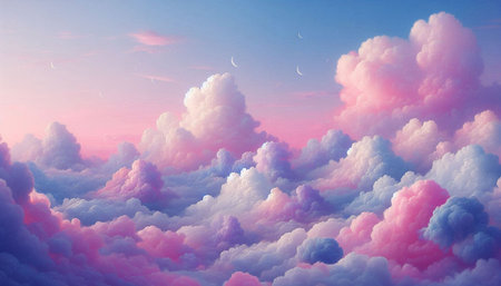 Beautiful clouds in the sky at sunset. 3d illustration.の写真素材
