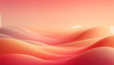 Abstract background with smooth wavy lines in pink and orange colors.