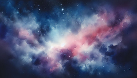 Night sky with stars and nebula as background. 3D rendering