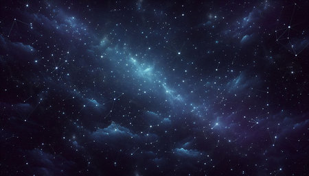 Abstract background with space and stars. Fractal art. 3D rendering.