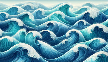 Blue sea waves background. 3d rendering, 3d illustration.