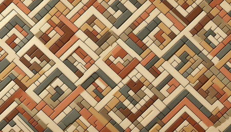 Abstract 3d rendering of chaotic geometric shapes. Bended stripes background. Reflective surface...