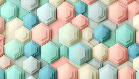 Seamless geometric pattern of hexagons. 3d illustration.