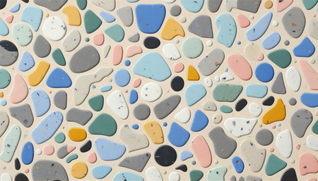 colorful pebble stone wall texture background for interior design.