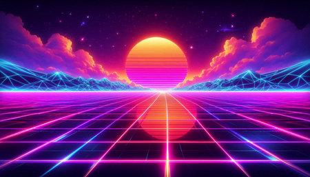 80s Retro Sci-Fi Background. Vector Illustration EPS10
