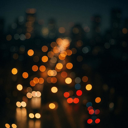 abstract city lights at night, defocused bokeh background