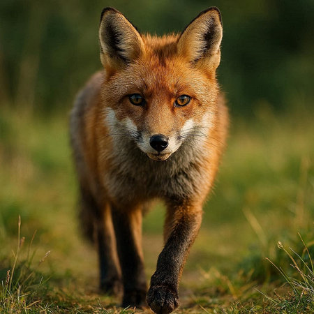 Red fox (Vulpes vulpes) standing in the grass