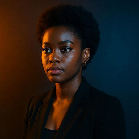 Portrait of a young african american woman on dark background