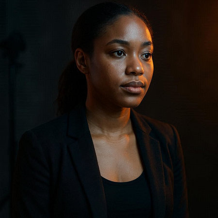 Portrait of a young african american businesswoman on black background