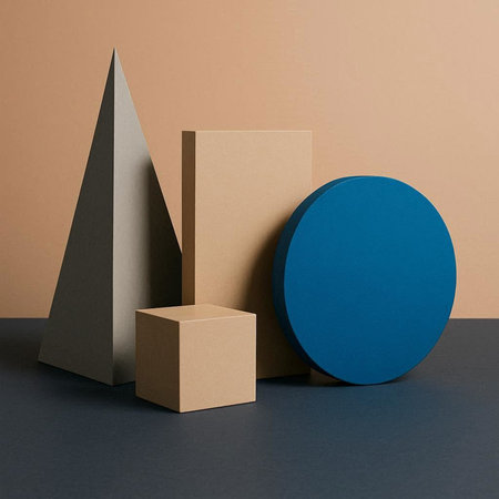 3d render of abstract geometric forms. Minimal composition with geometrical shapes.