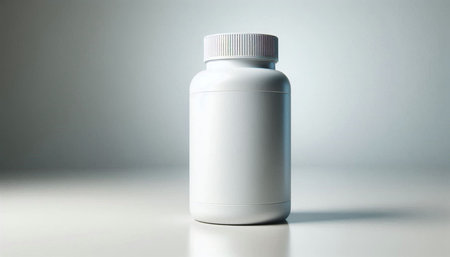 Bottle of pills on a white background. Close-up.