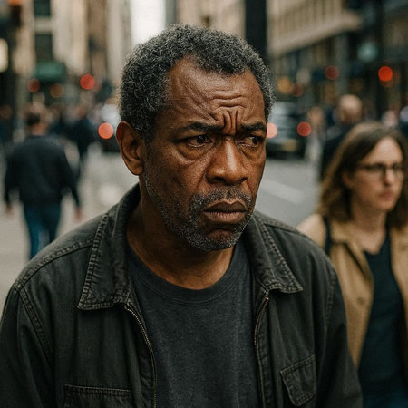 Portrait of an African-American man on the street in New York City.