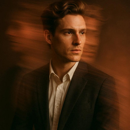 Portrait of a handsome young man in a suit. Studio shot.