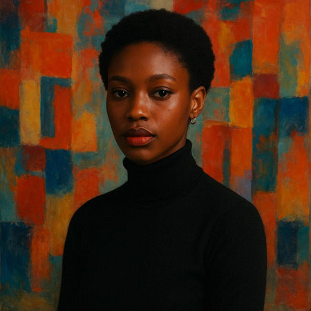 Portrait of a beautiful young african american woman in black sweater