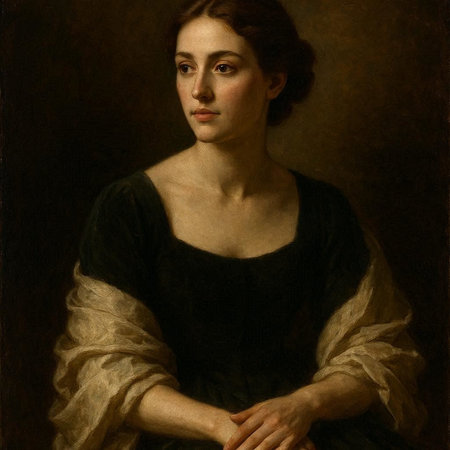 Portrait of a young woman in a black dress on a dark background