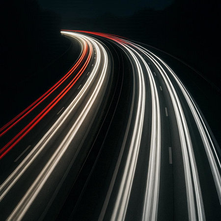 Car light trails in the tunnel. Long exposure photo taken in a tunnel.の写真素材