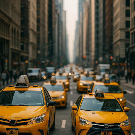 Yellow taxi cabs on the streets of New York City, USA