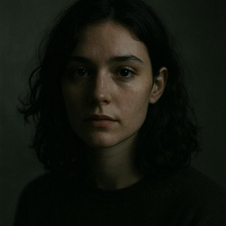 Portrait of a girl in a black sweater on a dark background