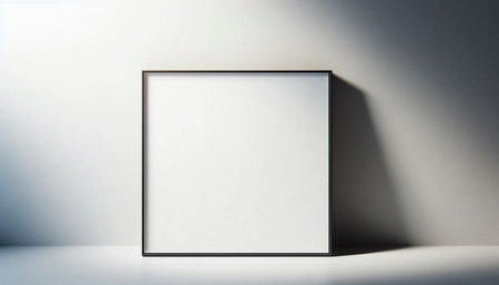 Blank picture frame mockup on white wall. 3D rendering