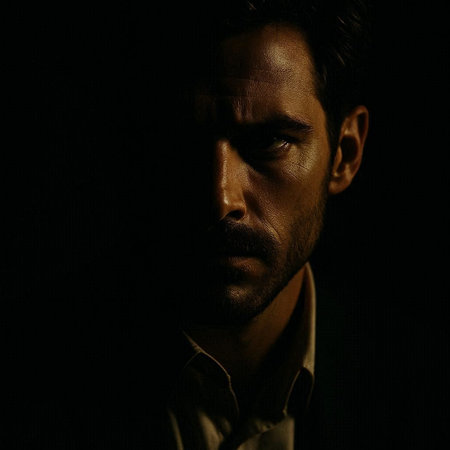 Portrait of a handsome young man in a shirt on a dark background
