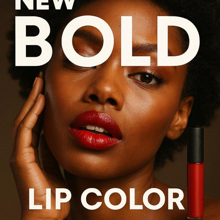 Beauty portrait of young african woman with red lipstick. Beauty and fashion concept.