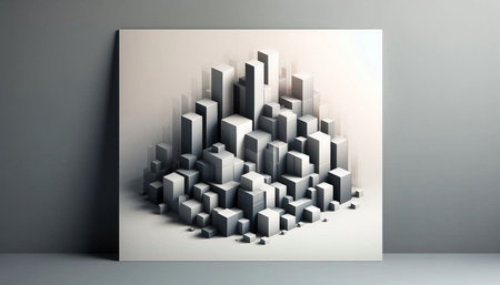 Abstract 3d render of a city in the form of a cube