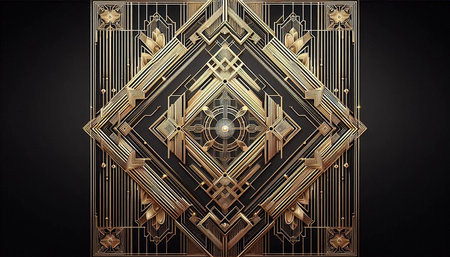 3d rendering of abstract geometric composition in golden color isolated on black background