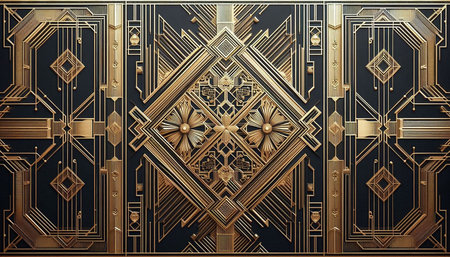 Luxury background with gold pattern on the wall. 3d rendering