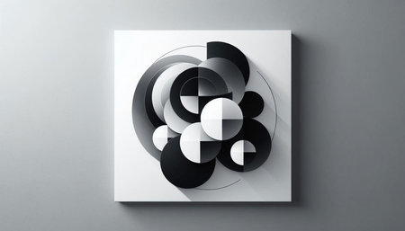 3d rendering, abstract geometric shapes in white and black colors.