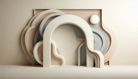 Abstract 3d rendering of geometric forms. Minimalistic background.