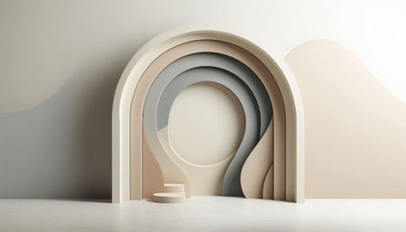 3d rendering abstract geometric forms. Minimal scene with podium for display your products.