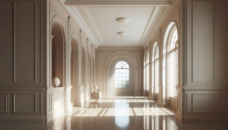 Luxury interior of a classic building. 3D rendering.