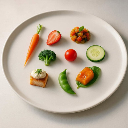 Healthy food concept. Vegetarian food on white plate. Healthy food concept.