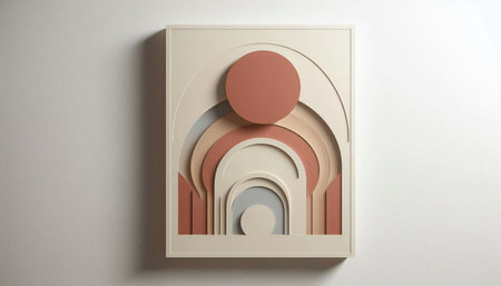 3d rendering of an abstract art object in a gallery wall.
