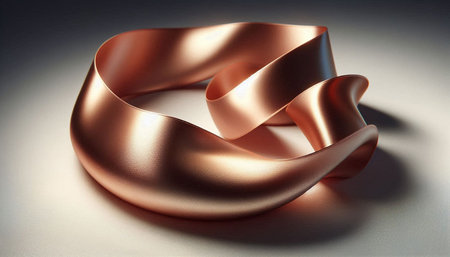 3d rendering of a satin ribbon on a neutral background.