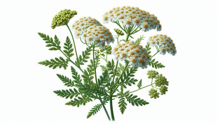 Yarrow (Achillea millefolium) isolated on white background
