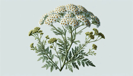 Hand drawn illustration of Achillea millefolium flowers.