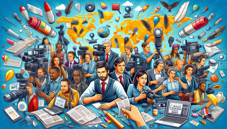 Cartoon people around the world. Vector illustration of many people around the world.