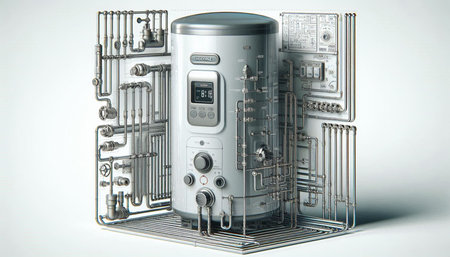 Digital illustration of thermostat in white backgroun.