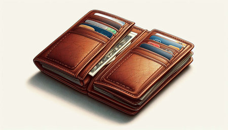 Wallet with credit cards on a white background. 3d illustration.