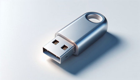 USB flash drive isolated on white background. 3d rendering. Computer digital drawing.