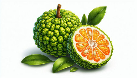 Bergamot fruit on a white background. Vector illustration.