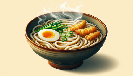 Japanese ramen noodle soup in bowl with egg and spring onion